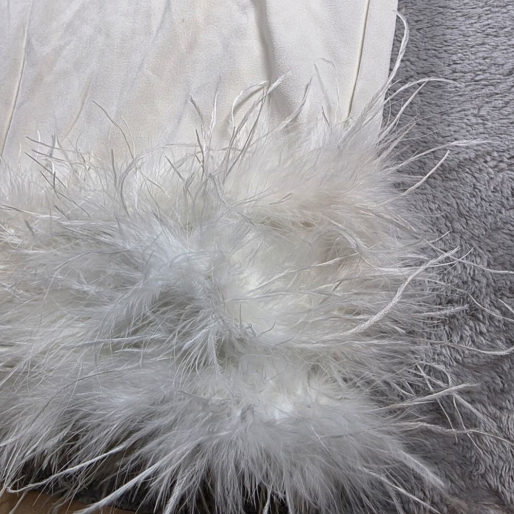 Lulus Women Large White Passion For Glamour Midi Dress Bustier Feather Trim - Picture 9 of 9